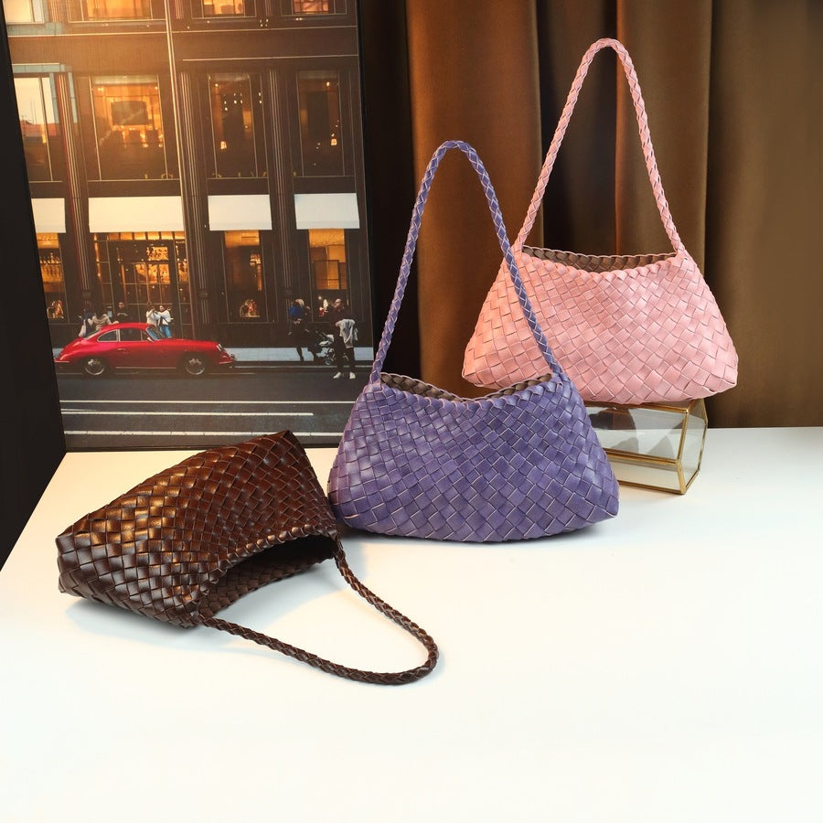 Handwoven Sub-Bag Set for Women Premium Shoulder Underarm Handbag, Vintage Casual Purse with Artisan Woven Texture