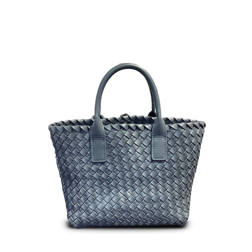 Woven Leather Basket Tote, Niche Best-Selling Handbag, Versatile Shoulder & Crossbody Bag for Women