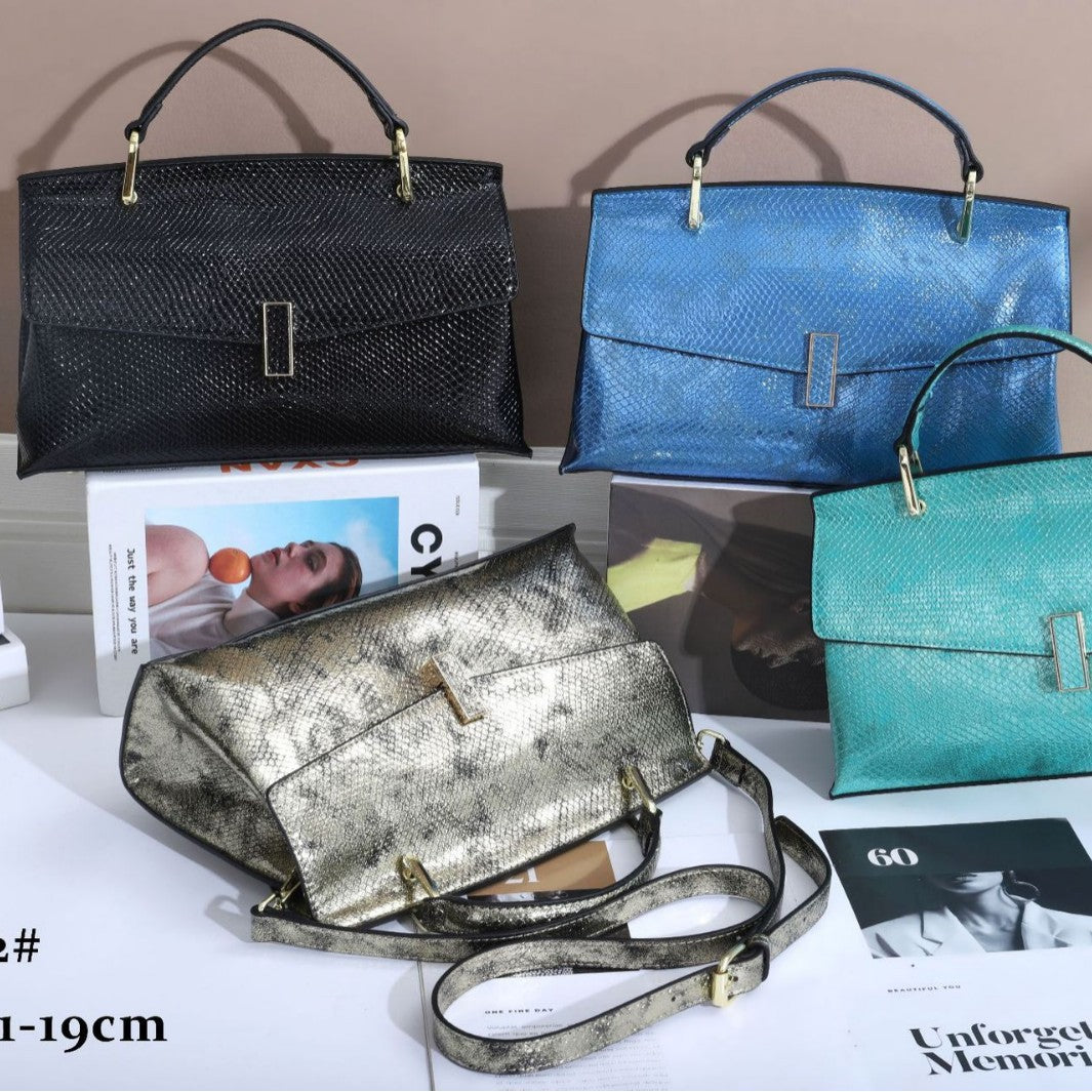 Iridescent Snakeskin Tote Bag for Women Fall Winter Shoulder Crossbody Handbag, Trendy Laser Shine Purse with Exotic Texture