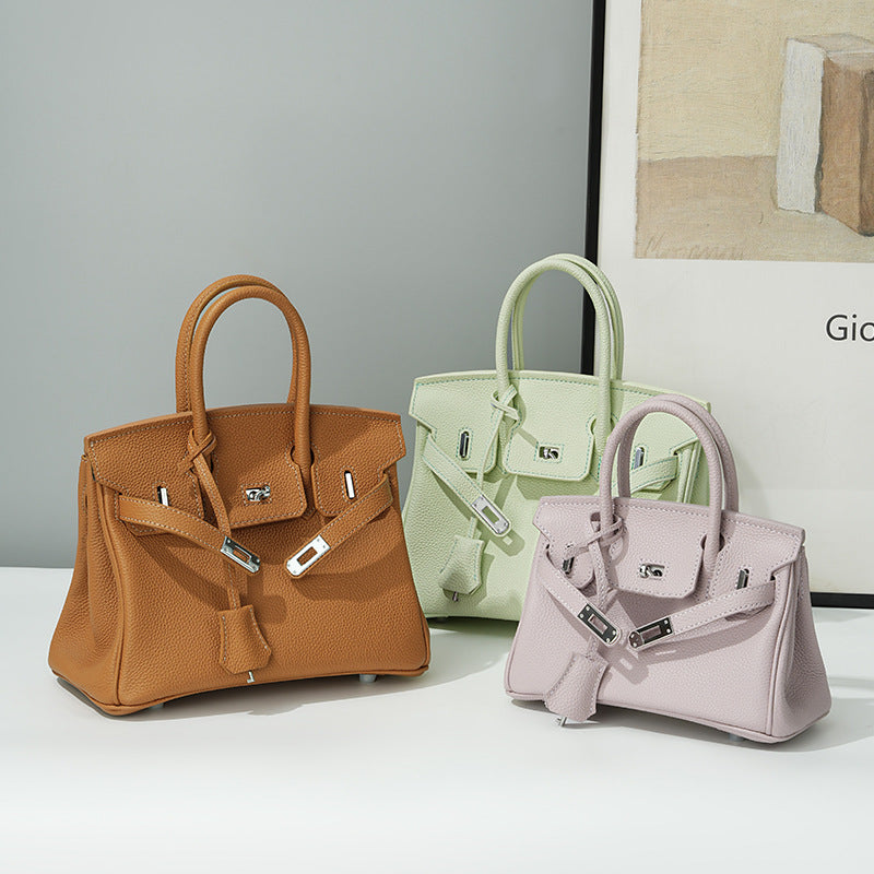 Genuine Togo Leather Birkin-Kelly Style Handbag for Women, Large Capacity Niche Top Handle Purse, Premium Work Commute Bag for Ladies