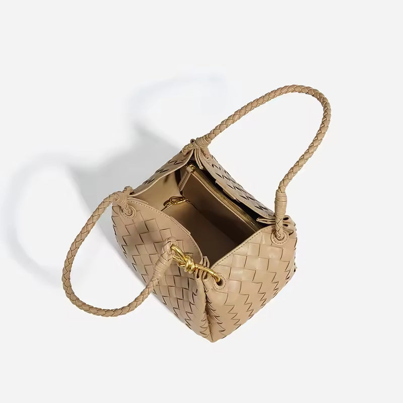 Split Cowhide Handwoven Tote Bag for Women Minimalist Versatile Shoulder Handbag, Bestselling Textured Purse with Artisan Craftsmanship