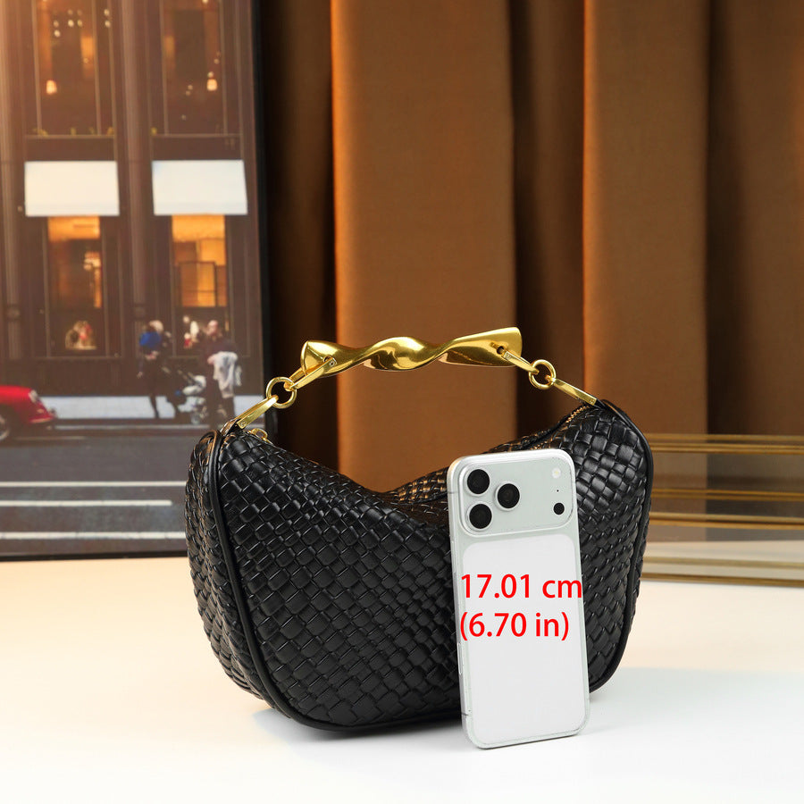 Woven Dumpling Bag for Women with Wave Handle Shoulder Crossbody Handbag, Creative Versatile Purse with Minimalist Style