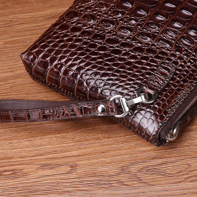 New Arrival Croc-Effect Hand-Stitched Large Clutch Bag for Men, A Business Envelope Wallet with Spacious Capacity & Professional Design, Perfect for Work