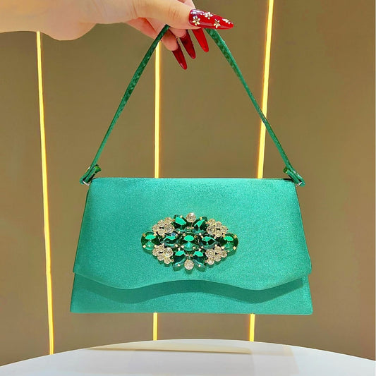 Elegant Rhinestone-Embellished Evening Bag for Women, A Unique Crystal-Studded Top-Handle Underarm Shoulder Purse with Boutique Design, Perfect for Formal Dresses Banquets Weddings & Special Occasions