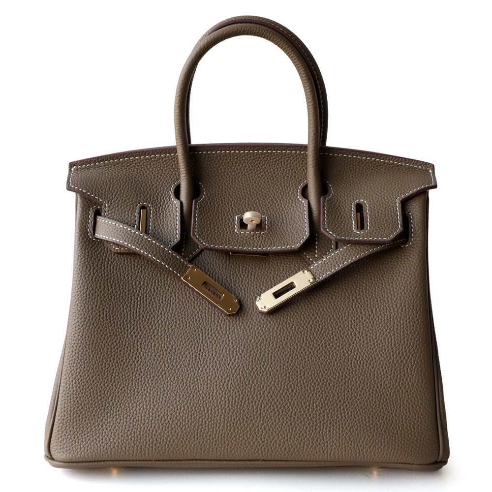 Premium Pebbled Leather Birkin-Inspired Tote Bag for Women, Genuine Leather Shoulder Crossbody Top-Handle Handbag with Spacious Design, Everyday Purse
