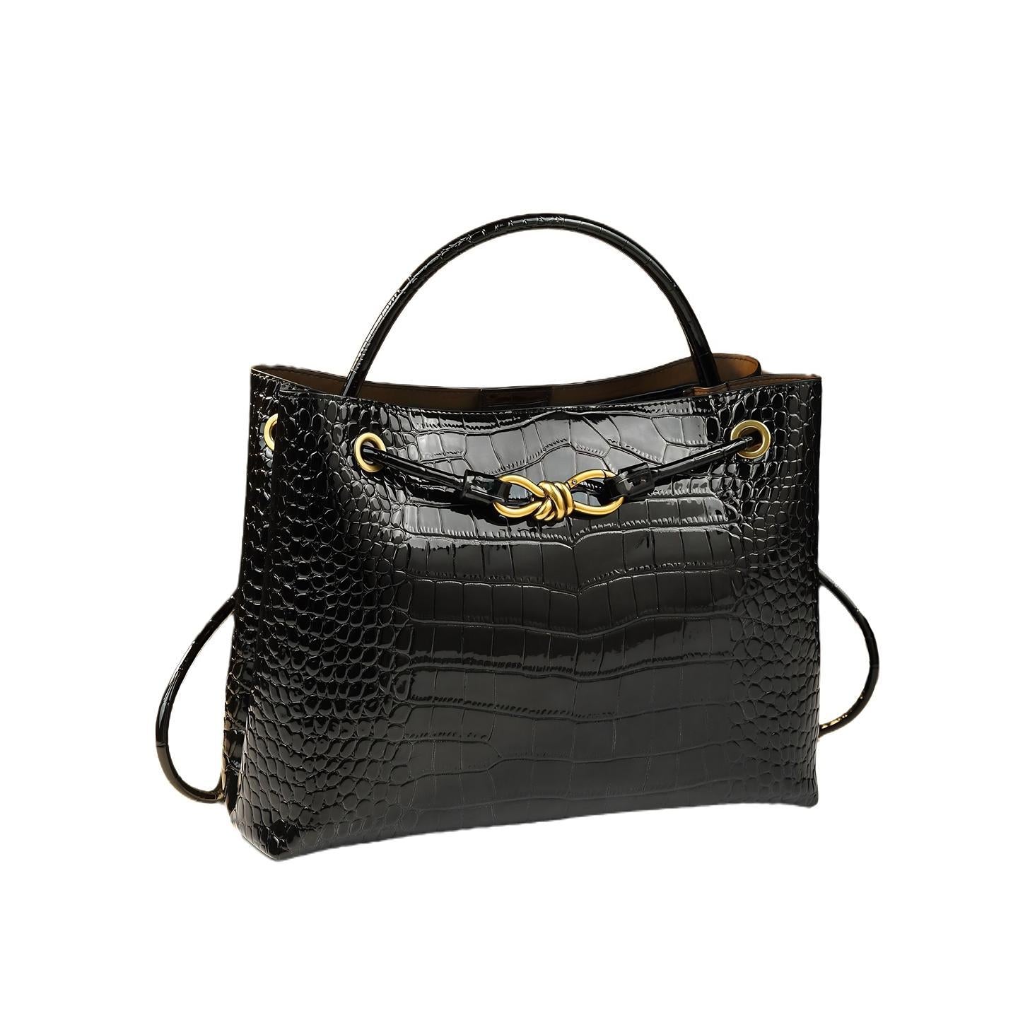 New Arrival Croc-Effect Genuine Leather Bag for Women, A Casual Shoulder Crossbody Top-Handle Handbag with Elegant Design, Perfect for Moms