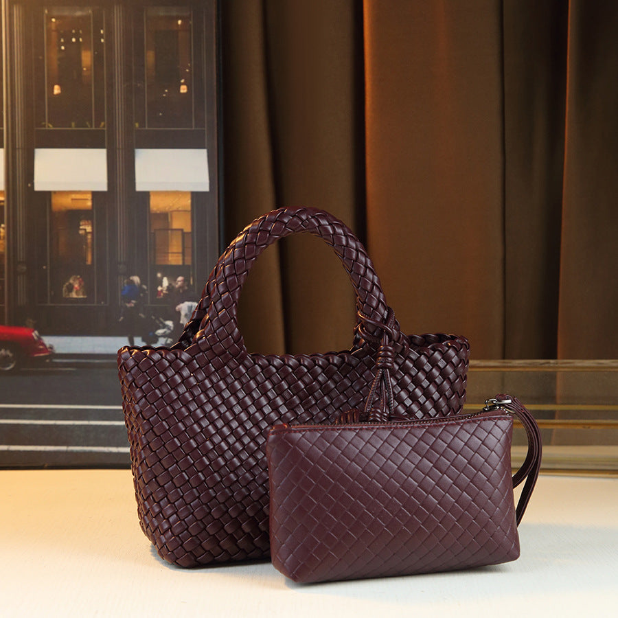 Handwoven Basket Bag for Women Premium Textured Shoulder Handbag, Fashionable Purse with Adorable Charm Detail