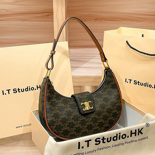Genuine Leather Underarm Handbag for Women, New Fall Winter Trendy Small Top Handle Crossbody Purse, Versatile Casual Bag for Ladies