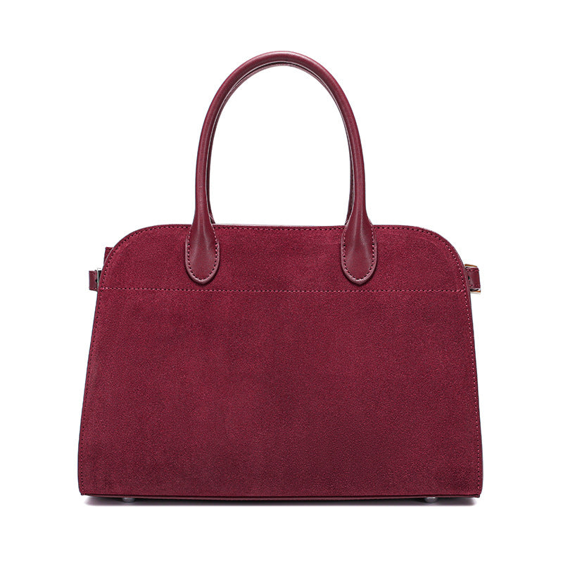 Genuine Leather Suede Tote Bag for Women Vintage Large Capacity Commuter Shoulder Handbag, Elegant Purse with Soft Velvety Texture