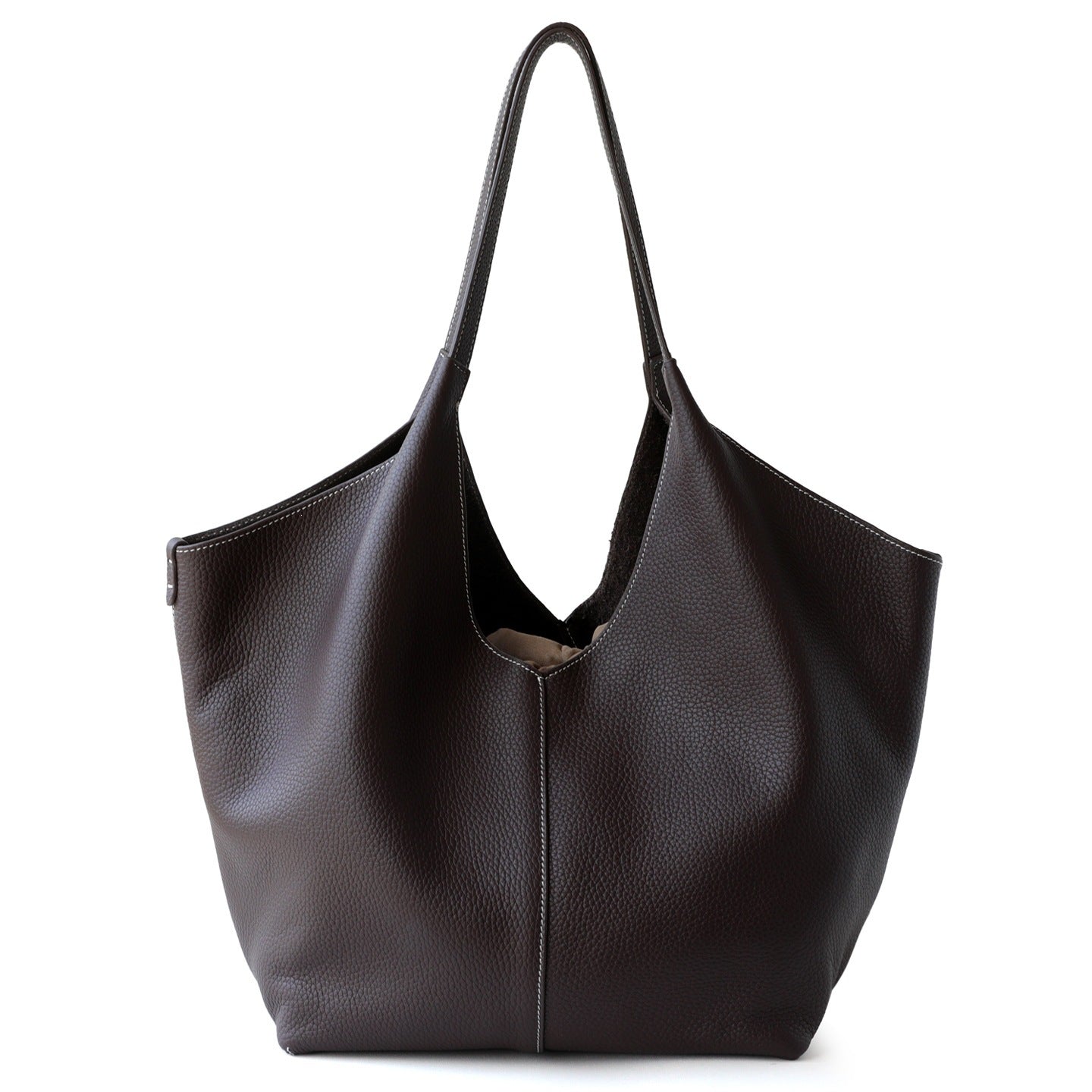Genuine Top Layer Cowhide Basket Tote Bag for Women Korean Style Large Capacity Shoulder Underarm Handbag, Versatile Commuter Purse