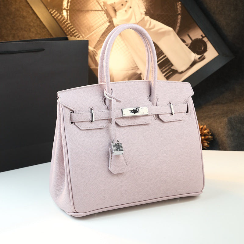 New Arrival Pebbled Leather Birkin-Inspired Tote Bag for Women, Large Capacity Turn-Lock Shoulder Crossbody Handbag with Light Luxury Style, Perfect Commuter Purse for Work & Everyday
