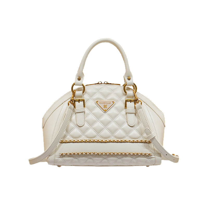 Genuine Leather Quilted Square Bag for Women, New Summer Niche Premium Chain Shoulder Crossbody Underarm Purse, Trendy Handbag for Ladies