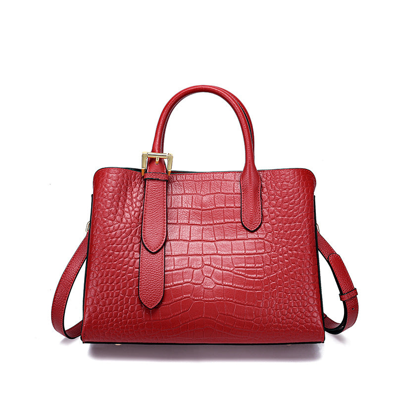 New Arrival Croc-Effect Genuine Leather Tote Bag for Women, A Large Capacity Lady-Inspired Top-Handle Handbag with Fashionable Premium Design, Perfect Everyday Purse