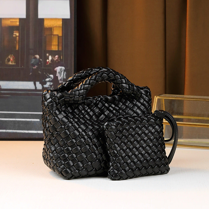 Woven Mini Crossbody Bag Set for Women Chain Shoulder Handbag with Detachable Sub-Pouch, Versatile Everyday Purse with Textured Design