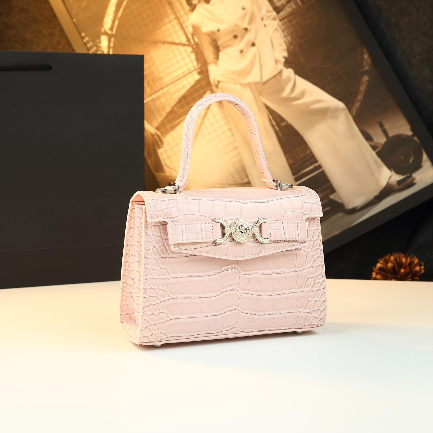 New Arrival Croc-Effect Small Commuter Bag for Women, A Kelly-Style Top-Handle Crossbody Shoulder Handbag with Genuine Leather & Trendy Design