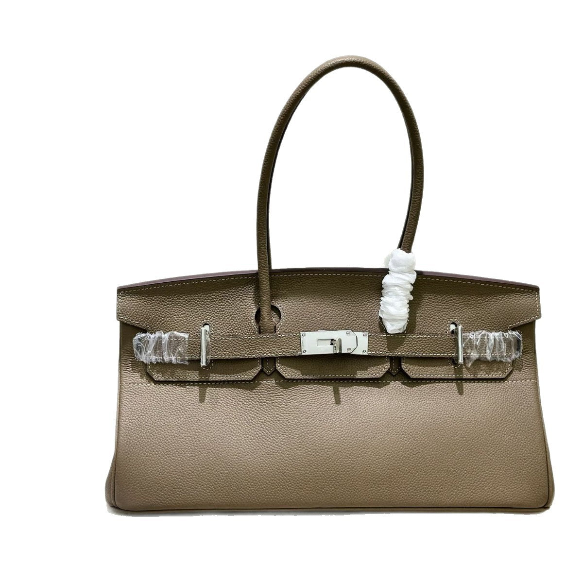 Genuine Togo Leather Birkin-Style Bag for Women, New Classic Vintage Top Handle Handbag, Niche Design Fashionable Versatile Purse for Ladies