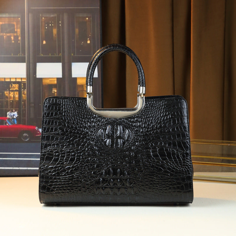 Chic Large Tote Bag for Women, A Light Luxury Croc-Effect Business Handbag with Top Handle, Versatile Shoulder Crossbody Carry for Work & Everyday