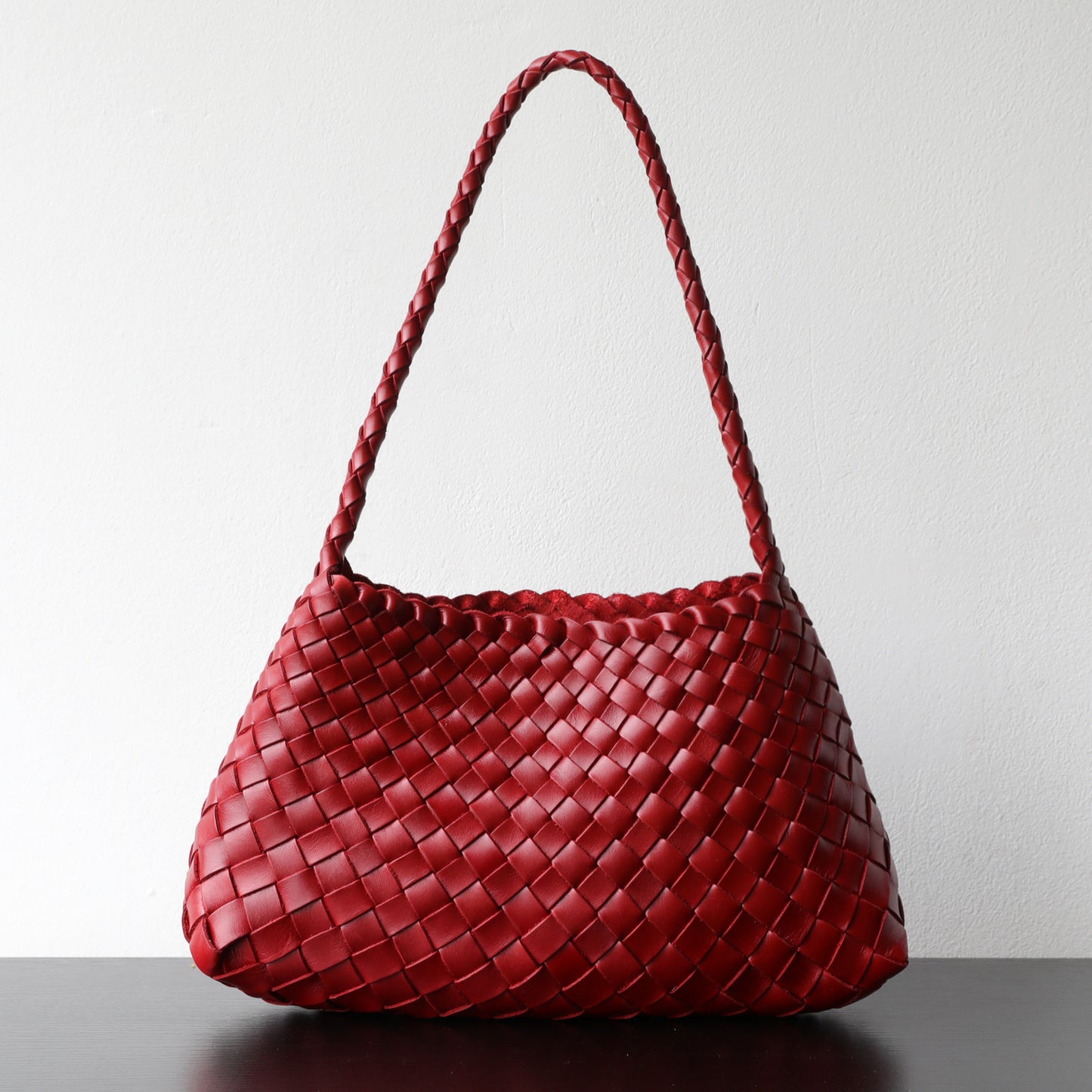Top Layer Cowhide Handwoven Basket Bag for Women Light Luxury French Vintage Shoulder Underarm Handbag, Genuine Leather Purse with Artisan Texture
