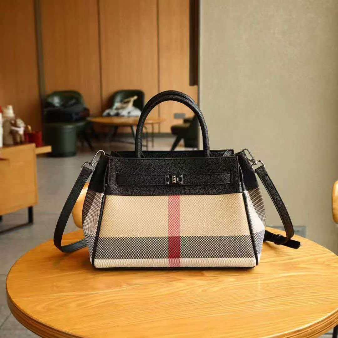 Genuine Leather Plaid Shell Handbag for Women, New Versatile Large Capacity Top Handle Shoulder Crossbody Purse, Trendy Bag for Ladies