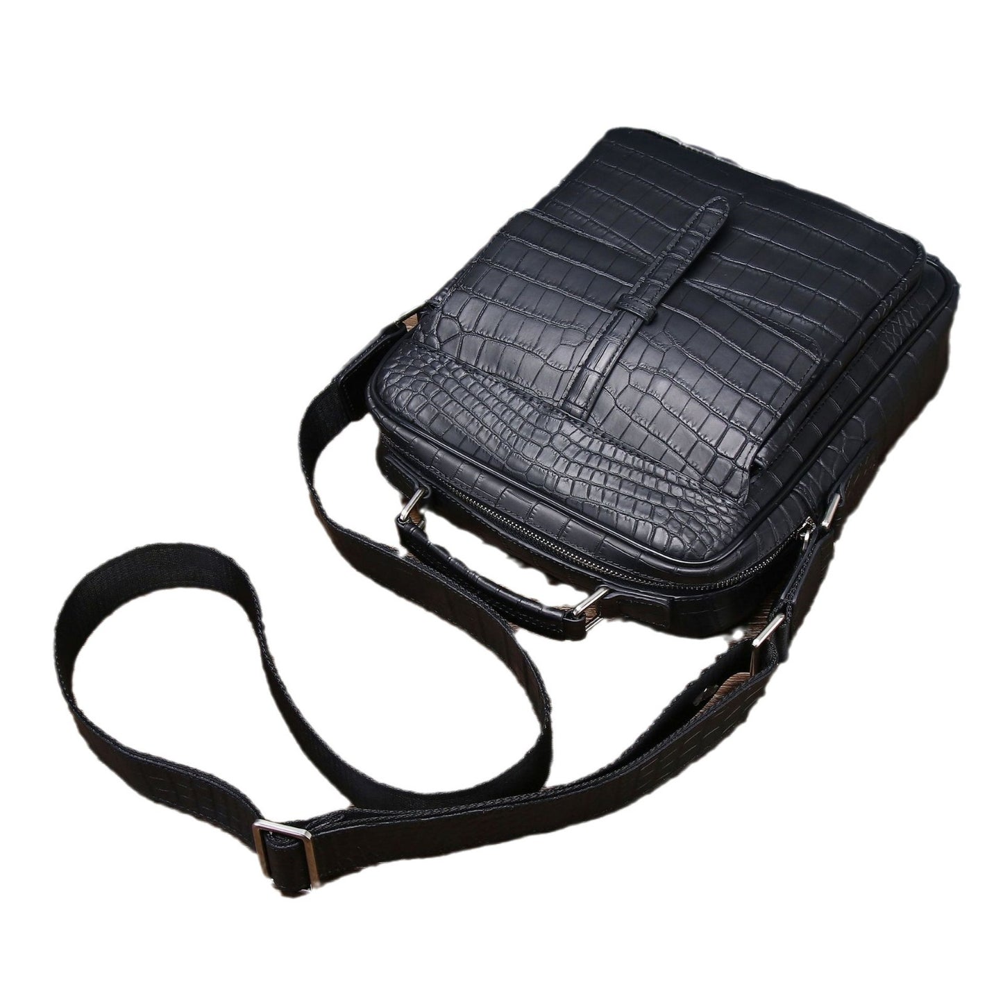 New Arrival Matte Croc-Effect Outdoor Shoulder Bag for Men, A Fashionable Top-Handle Crossbody Satchel with Business Backpack Design