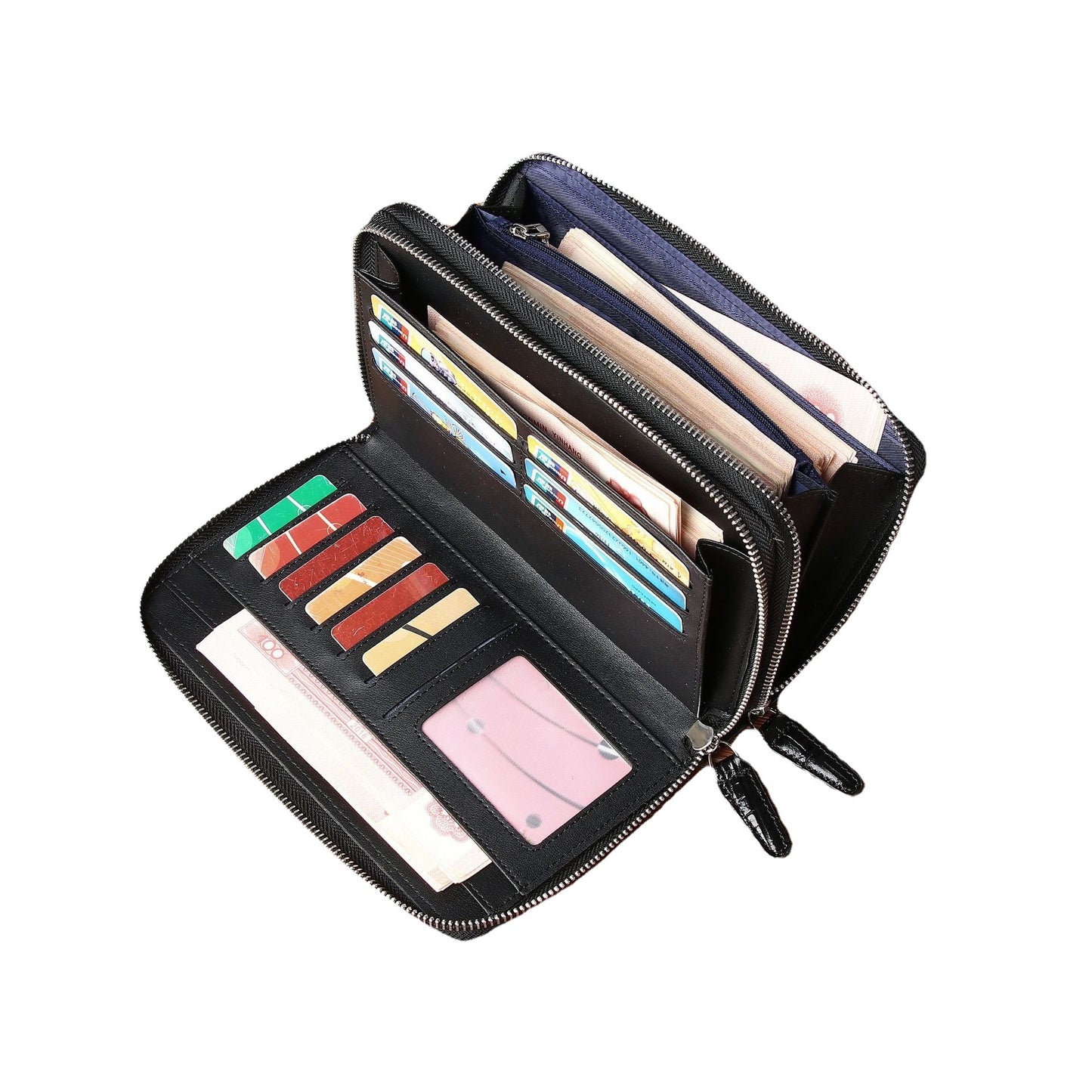 New Arrival Croc-Effect Double-Zip Large Clutch for Men, A Classic Handheld Wallet with Multiple Card Slots & Spacious Design, Perfect for Business & Daily Use