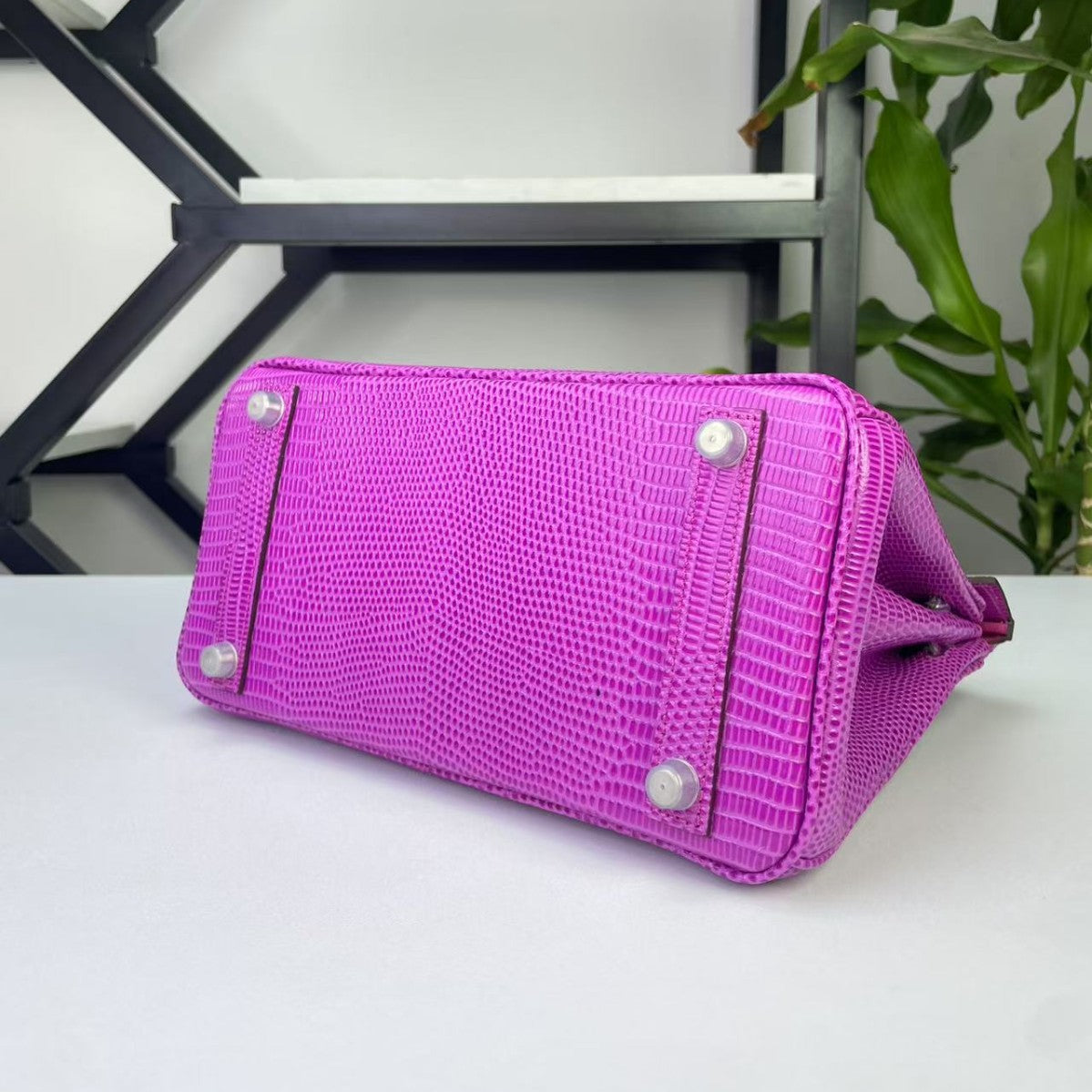 Genuine Top Layer Cowhide Lizard-Embossed Birkin-Style 25cm Bag for Women, Top Handle Crossbody Purse, Light Luxury Casual Handbag for Ladies