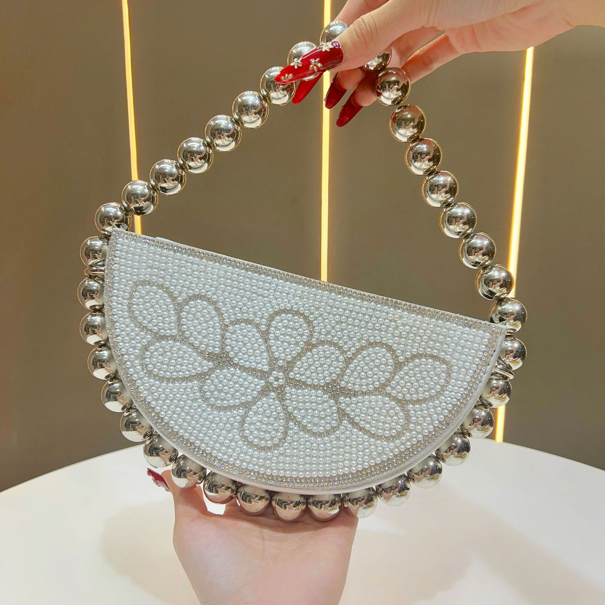 Elegant Rhinestone Beaded Evening Bag for Women, A French Style Top-Handle Crossbody Handbag with Exquisite Sparkly Detailing, Perfect for Formal Dresses Weddings & Banquets