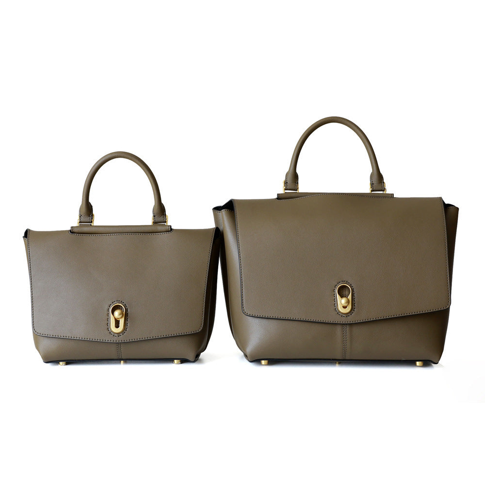 Genuine Leather Commuter Tote Bag for Women Minimalist Large Capacity Shoulder Handbag, Elegant Versatile Purse with Timeless Style