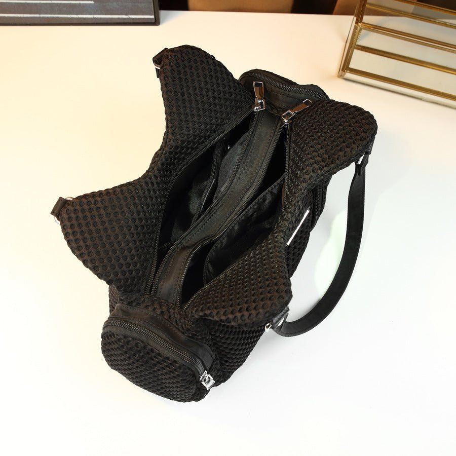 Mesh Multi-Pocket Underarm Bag for Women Niche Street Style Shoulder Handbag, Creative Commuter Purse with Soft Edgy Design