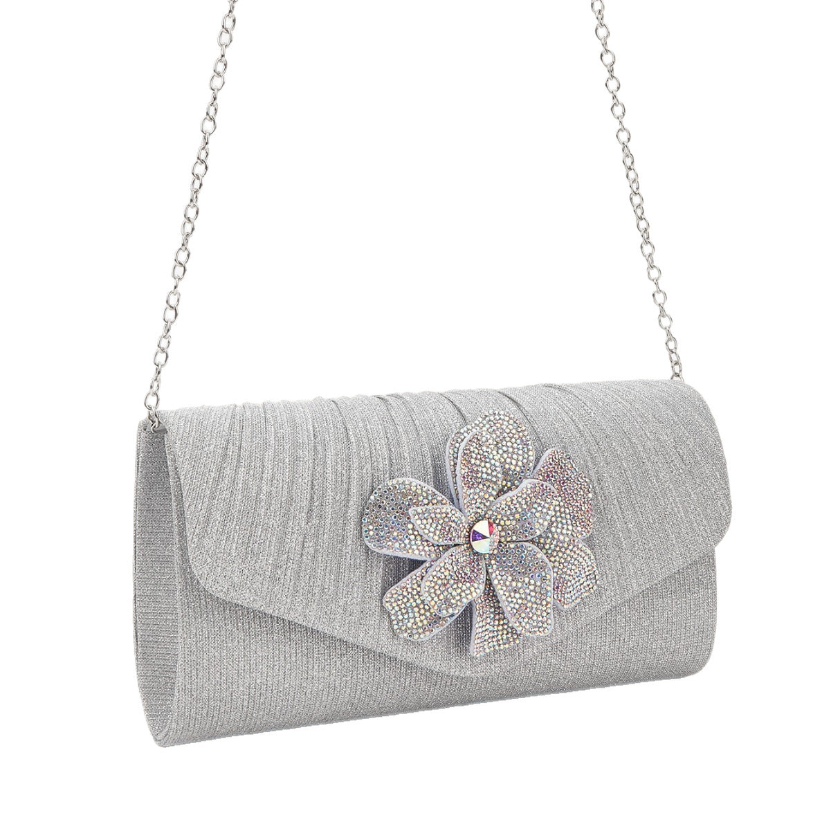 Rhinestone Floral Chain Clutch for Women, Sparkly Evening Handbag, Elegant Formal Banquet Party Purse with Premium Feel for Ladies
