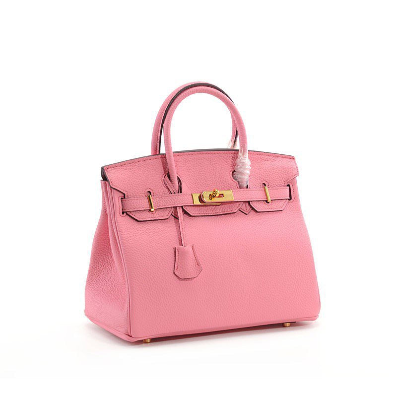 Genuine Top Layer Pebbled Cowhide Birkin-Style Bag for Women, Large Capacity Commute Top Handle Shoulder Crossbody Purse, Premium Leather Handbag for Ladies