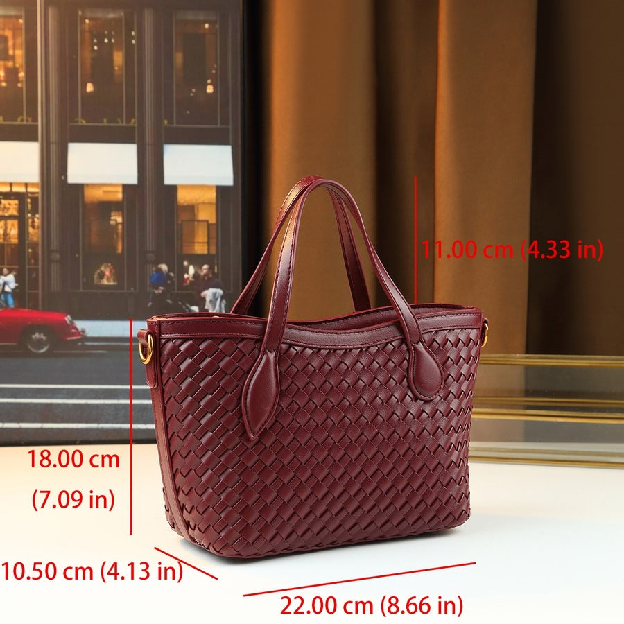 Woven Small Bucket Tote Bag for Women Versatile Commuter Shoulder Handbag, Korean Style Crossbody Purse with Natural Woven Texture
