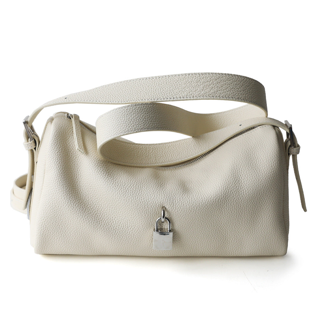 Soft Leather Pillow Box Bag for Women Minimalist Commuter Shoulder Crossbody Handbag, Niche Textured Purse with Versatile Everyday Style
