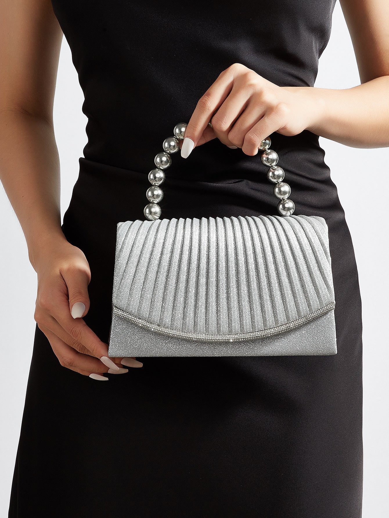 Satin Beaded Evening Clutch for Women, New Elegant Flap Top Handle Purse, Perfect Banquet Formal Gown Handbag for Ladies