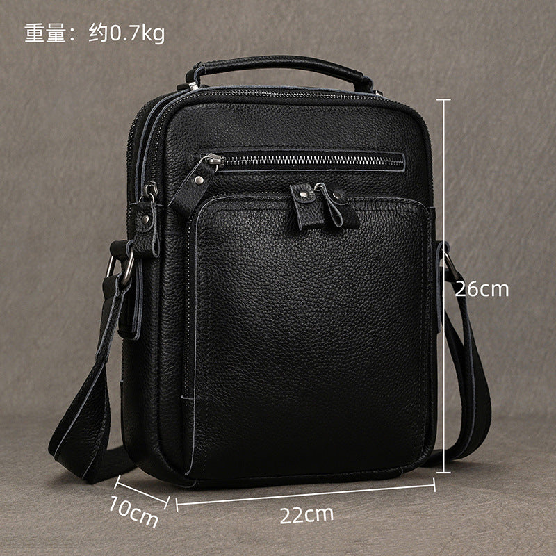 Genuine Leather Shoulder Crossbody Bag for Men, Top Handle iPad Pouch, Minimalist Fashionable Casual Bag for Men