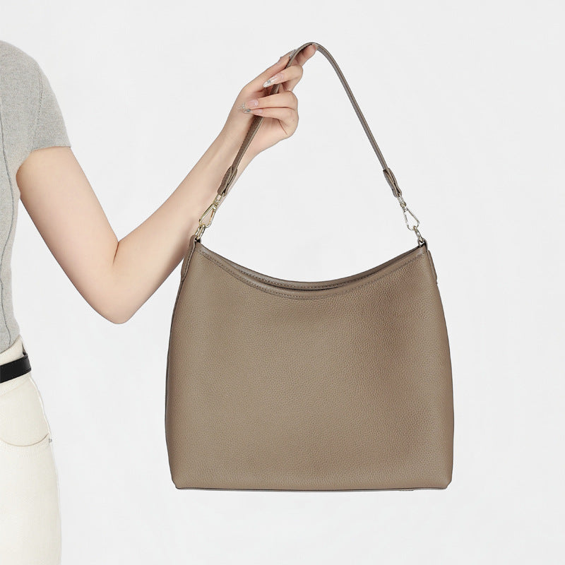 Soft Cowhide Hobo Tote Bag for Women Large Capacity Commuter Shoulder Handbag, Niche Minimalist Purse with Relaxed Slouchy Style