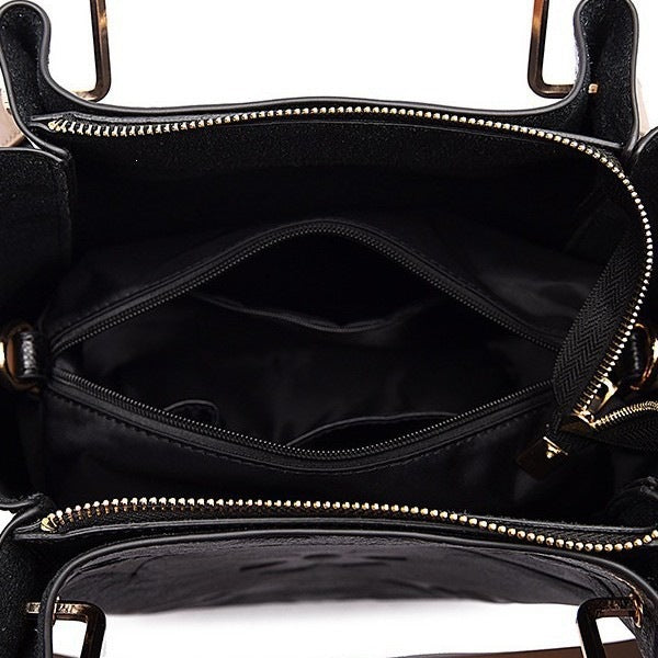 Women's Fashion Embossed Tote Bag Set – Large Capacity Bucket Handbag with Matching Pouch, Chic and Sophisticated Everyday Carryall