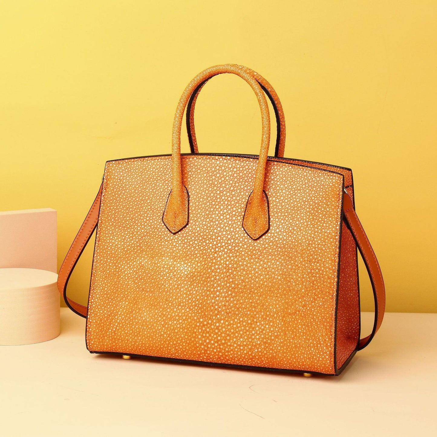 Chic Smooth Pearl-Embossed Birkin-Inspired Tote Bag for Women, Classic High-End Shoulder Crossbody Handbag with Timeless Fashionable Design, Versatile Everyday Purse