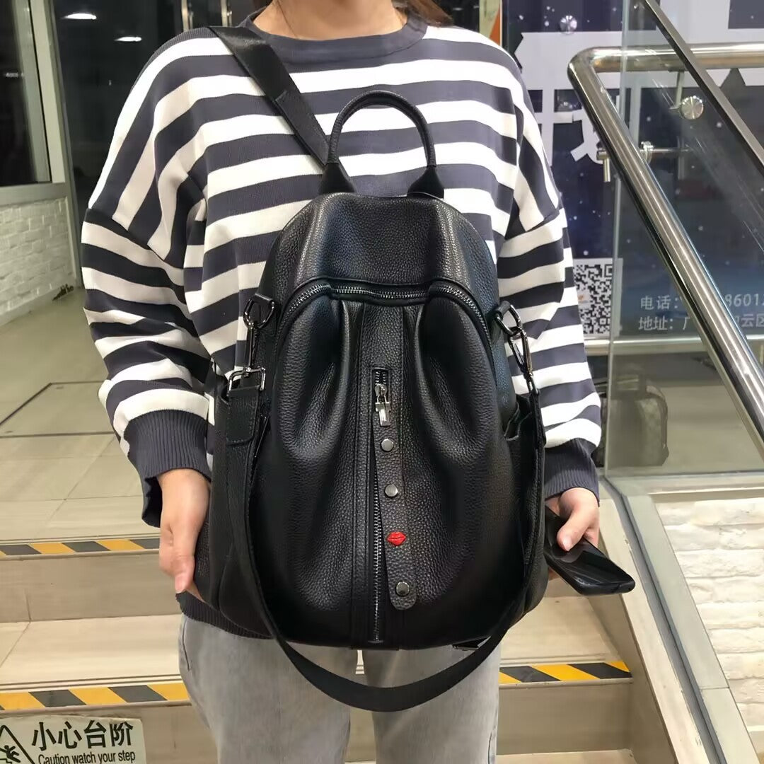 Genuine Top Layer Cowhide Soft Leather Backpack for Women, New Arrival Fashionable Large Capacity Casual Daypack, Lightweight Travel Shoulder Bag for Ladies