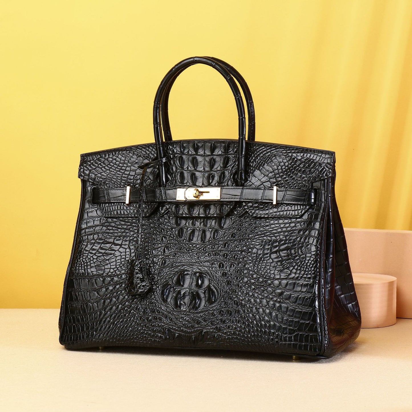 Elegant Croc-Embossed Birkin-Inspired Tote Bag for Women, Large Capacity Wristlet Handbag with Classic Versatile Design, Perfect Mother's Day Gift for Mom