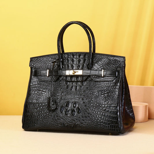 Elegant Croc-Embossed Birkin-Inspired Tote Bag for Women, Large Capacity Wristlet Handbag with Classic Versatile Design, Perfect Mother's Day Gift for Mom
