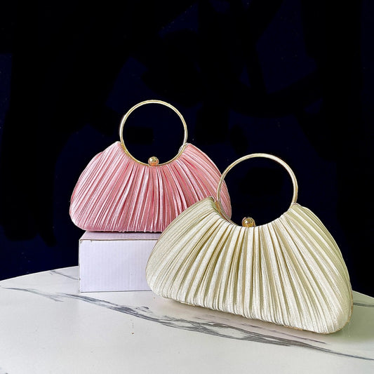 Elegant Pleated Evening Bag for Women, A Glamorous Chain Top-Handle Crossbody Shoulder Handbag Perfect for Banquets Parties & Special Occasions