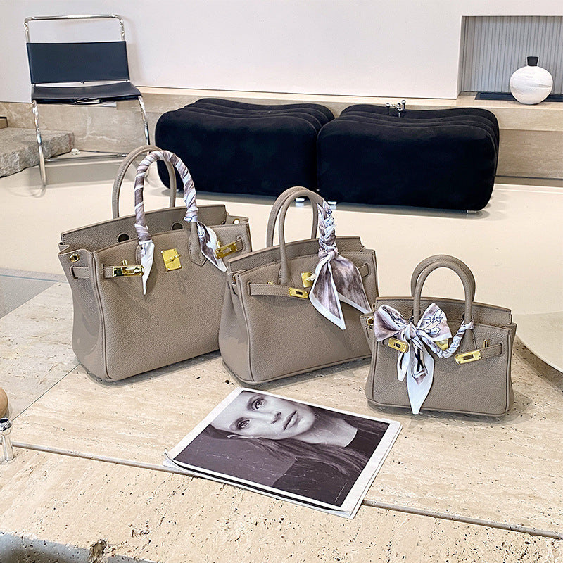 New Arrival Pebbled Genuine Leather Birkin-Inspired Tote Bag for Women, Gold-Tone Hardware with Spacious Large Capacity, Versatile Top-Handle Shoulder Handbag for Everyday Chic