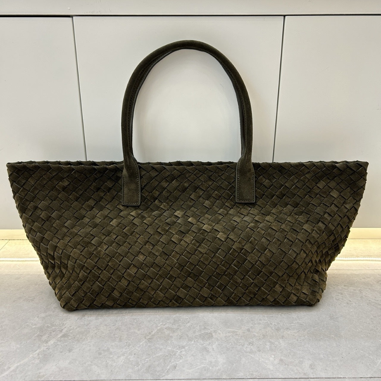 First layer cowhide genuine leather woven vegetable basket, first layer frosted cowhide tote large capacity portable large bag women