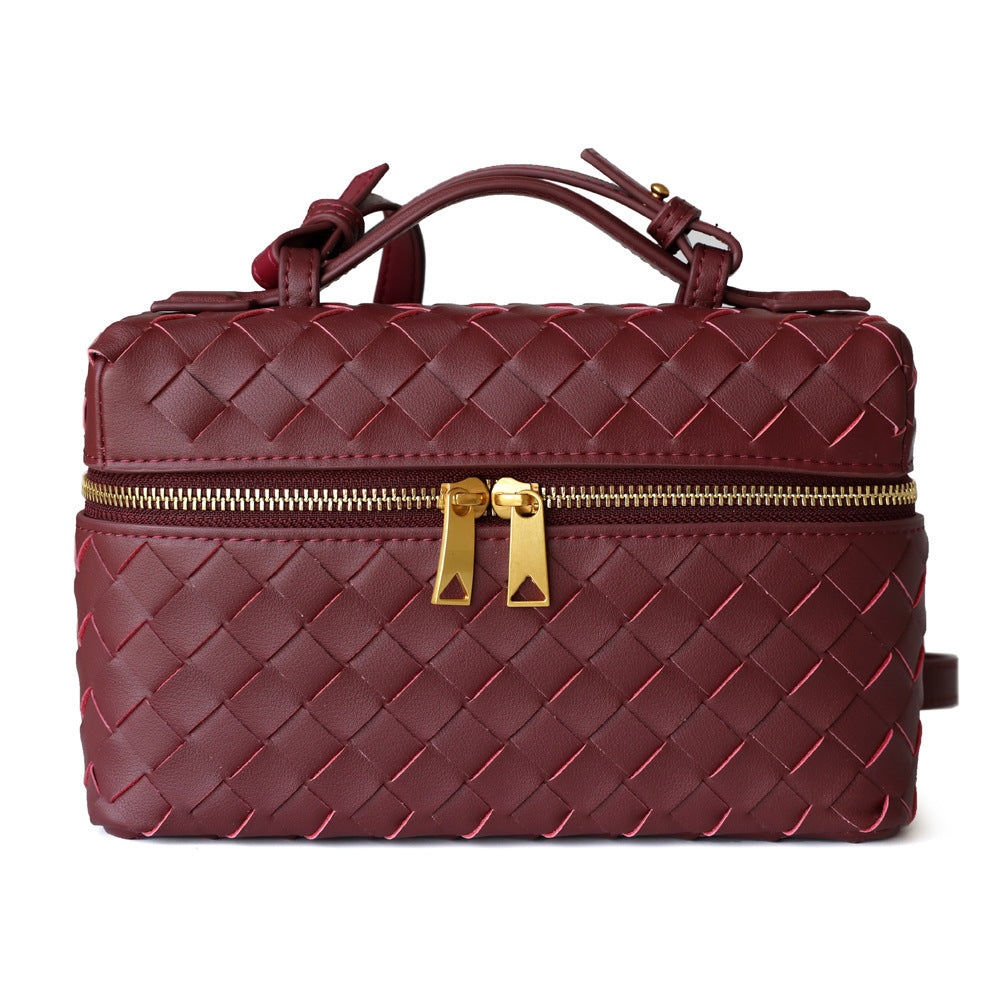 Handwoven Mini Square Bag for Women Summer Shoulder Crossbody Handbag, Celebrity-Inspired Versatile Purse with Artisan Woven Texture
