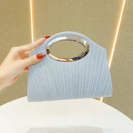 Elegant Pleated Evening Bag for Women, A Romantic Wedding Banquet Clutch with Glamorous Top-Handle & Shoulder Crossbody Design, Perfect for Formal Dresses