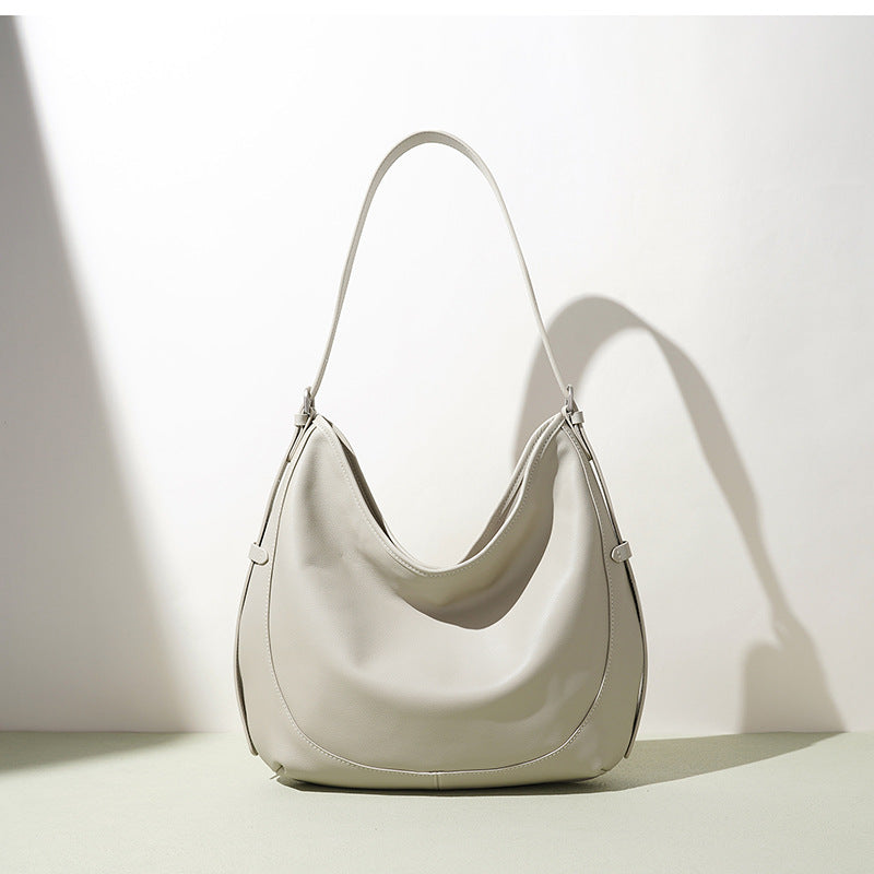 Slouchy Relaxed Genuine Leather Large Capacity Bag, European Original Niche Underarm Shoulder Crossbody Purse, Unique Handbag for Women
