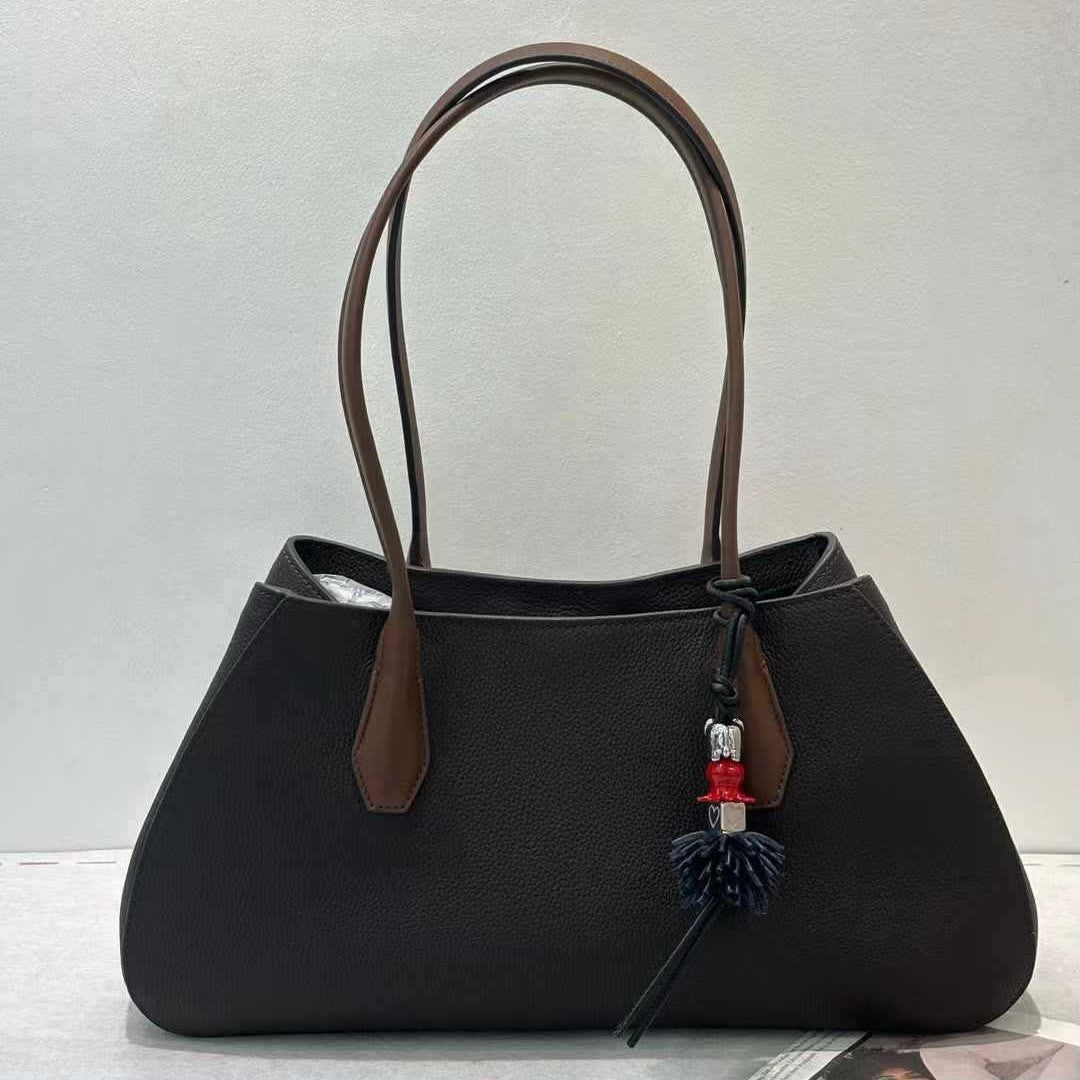 Genuine Top Layer Cowhide 26cm Hobo Bag for Women, The Row Style Slouchy Ultra-Light Tote Shoulder Purse, Versatile Everyday Handbag for Ladies