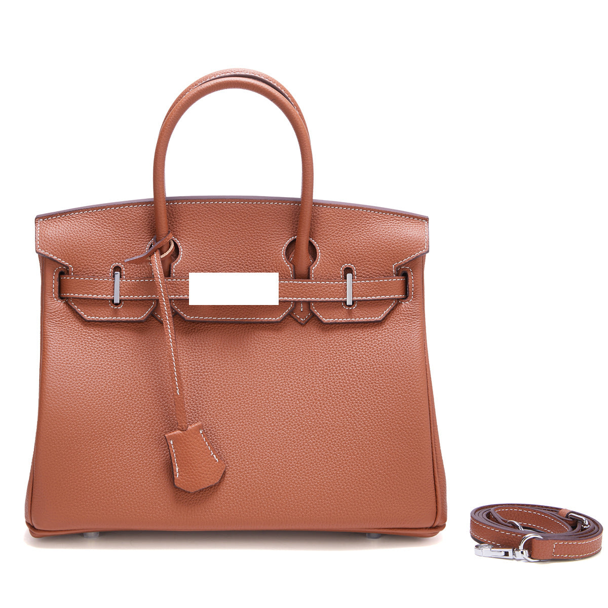 Genuine Top Layer Cowhide Togo Leather Birkin-Style Bag for Women, New Silver Hardware Large Capacity Top Handle Handbag, Premium Export Quality Purse for Ladies