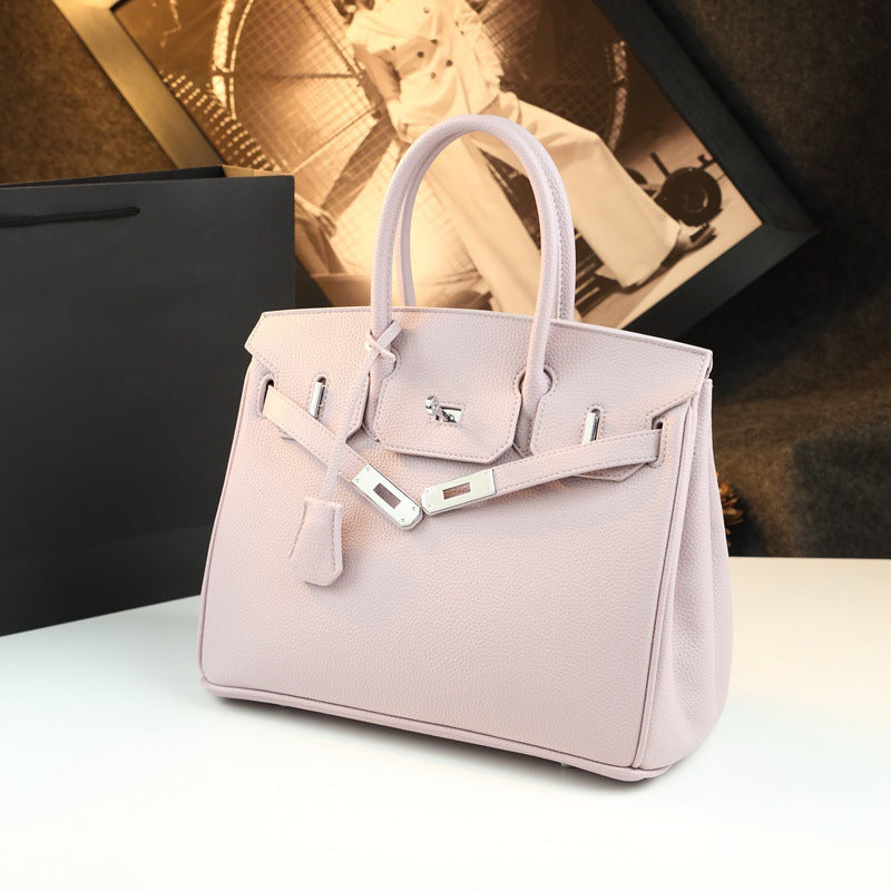 New Arrival Pebbled Leather Birkin-Inspired Tote Bag for Women, Large Capacity Turn-Lock Shoulder Crossbody Handbag with Light Luxury Style, Perfect Commuter Purse for Work & Everyday